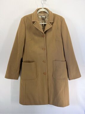 J. Crew Camel Wool Blend Thinsulate Insulated Topcoat Overcoat Jacket Medium